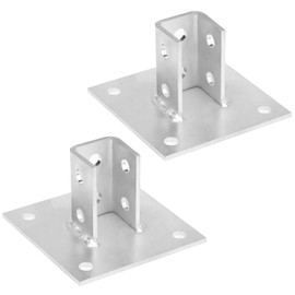 2 Pack Post Base Channel 10 Hole Square for 1-5/8” Strut, Carbon Steel, 2.8 lb/Unit, 0.22” Thickness, 6” x 6” Base, Durable Silver Lzmx-Channel Lzmx-Channel 1