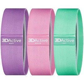 3DActive - Bandas de resistencia de tela para piernas y glúteos. Juego de banda ancha antideslizante para la cadera para entrenamientos en casa y gimn