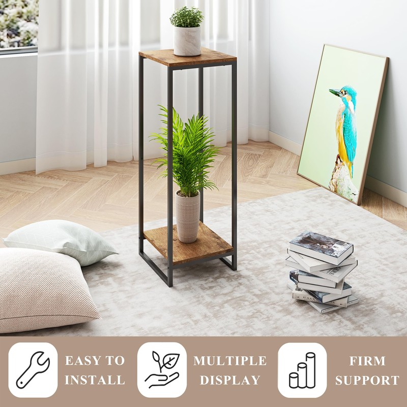 JEPRECO 34" Tall Plant Stand Indoor, 2-Tier Modern Plant Shelf,