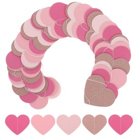 Pack of 4 Pink Rose Gold Heart Decoration, Heart Shape Garland, Wedding Decoration, Pink Garland, Wedding Paper Garland, Decoration, Pink Ribbon, Pink Heart Shape, Birthday Garland for Anniversary,