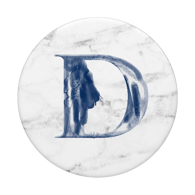 WHITE BLACK GREY MARBLE PHONE GRIP BLUE D LETTER D