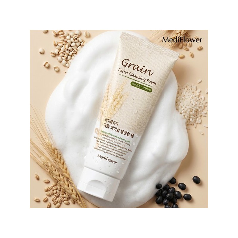 Grain facial cleansing foam 150mlx3+5 pouches / 곡물 페이셜 클렌징폼