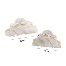 2 Pcs Cute Cloud Shape Hair Claws Colorful Stripe Acetate Hair Clips Ponytail Holders Hair Jaw Clips Clamp Barrettes Hair Accessories for Women Girl Thin Thick Hair