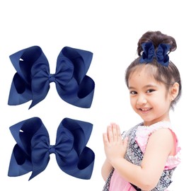 4" Navy Hair Bow Clip for Girls - 2 Pieces Baby Hair Bows