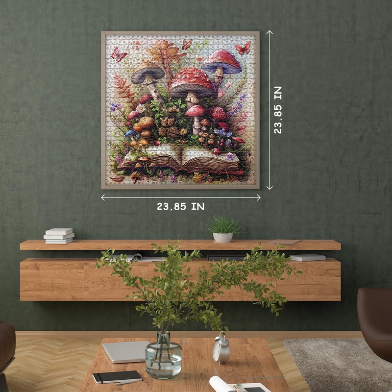 Mushroom Jigsaw Puzzle 1000 Pieces, Magic Book Plant Flower Puzzles