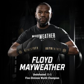 Hayabusa Mayweather Champ Boxing Gloves for Men and Women - Black/Gold, 16oz