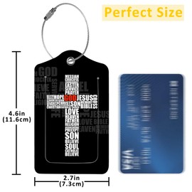 EOBKLAX 2 Pack I Love Jesus Luggage Tags for Suitcases,Christian Symbol Leather Baggage Suitcases Tag Name ID Label Privacy Cover Travel Bag Tags for Women Men Boys Girls