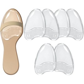 Ball of Foot Cushions, High Heel Inserts for Women, Metatarsal Pads, Anti-Sliding Pads for Open Toe Shoes, Reduce Foot Slip 3-Pair (Clear)