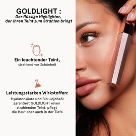 ROSEGOLD GOLDLIGHT Flüssiger Highlighter für leuchtende Teinte, Glowy-Effekt, unwiderstehlich, 98 % natürlich - Vegan