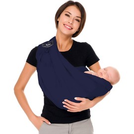 Baby Carrier by Cuby, Natural Cotton Baby Wraps Sling Baby Holder Extra Comfortable for Easy Wearing Carrying for Newborn, Soft and Adjustable Newborn and Toddler Carrier Slings (Dark Blue)