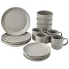 DINNERSET 16PCS GREY STONEWARE RIDGE