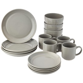 DINNERSET 16PCS GREY STONEWARE RIDGE