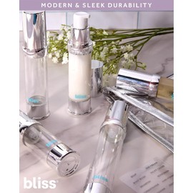 Bliss Travel Bottles Set - Airless Pump Bottle Containers, Perfume Atomizer Mini Spray Bottles, and Leakproof Travel Size Containers for Skincare, Lotions, and Liquids, Silver