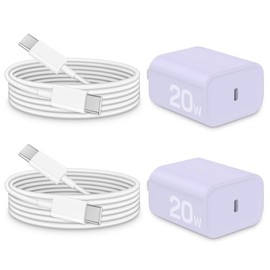 i Phone 15 Charger Fast Charging-20W USB C Wall Charger Block with 6Ft Type-C to Type-C Cable for i Phone 15/15 Pro/15 Plus/15 Pro Max, i Pad Pro/Air [Purple]