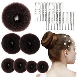 MAQIHAN Kit para Hacer Moños Tipo Donut para El Cabello - Calcetín para Recogidos para Cabello Largo, Soporte para Moño con Pinzas para El Cabello (1 