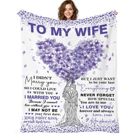 Kitolwo to My Wife - Manta de aniversario para mujer, regalo de cumpleaños para mujer, ideas de regalo de cumpleaños para ella, Navidad y día de San Valentín, regalo romántico con texto "I Love You