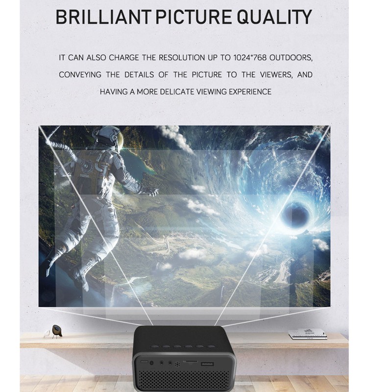 Mini Projector Multifunction HD 1080P WiFi Wireless Wired Screen Projection