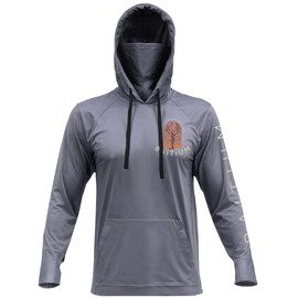 Fishing Shirts for Men,UPF50 Hooded Long Sleeve with Gaiter, Sun Protection Dry Fit Apparel, Cooling Moisture Wicking with Face Mask, Fishing Clothes for Men - Unisex Lobster (XX-Large, Grey)