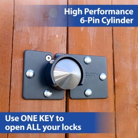 PACLOCK's UCS-9S/810 Hasp and Puck Combo Kit, Stainless Steel Body, Grey Hasp, High Performance 6-Pin Cylinder, One Lock Keyed to a Number U-Pick! w/ 2 Keys, No Backplates
