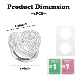 Bling Push Start Button Cover with Rhinestone,Heart Push to Start Button Cover for Car Decor,Diamond Engine Start Button Cover Car Accessories Interior for Women & Girl (White)