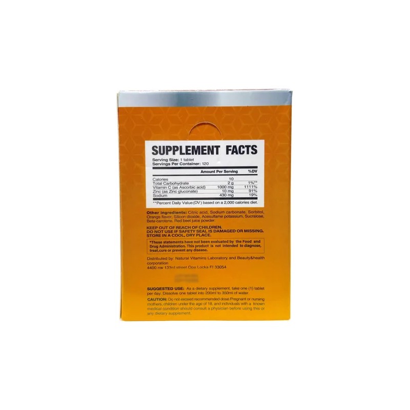 Vitamina C + Zinc 12 Tubos Con 10 Tabletas Naranja