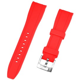 Kai Tian 24mm Noble Curved Band Rubber Red Watch Band Fit Watch Strap for Men Women
