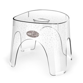 KUKGHWA Acrylic Small Shower Stool for Inside Shower - Waterproof Bathroom Stool Clear Shower Stool for Shaving Legs, Corner Round Stool with Anti-Slip for Small Spaces, 300 lb, Tool-Free Assembly
