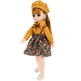BESTonZON BJD Anime Doll Kawaii Girls Princess Smart Doll with Clothes Outfit Shoes Scarf Hat Makeup DIY Toys Birthday for Girls Kids Children 12inch（Yellow）