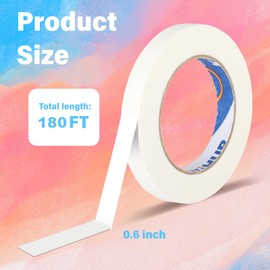 KIWIHUB Artist Tape for Watercolor Paper, White Art Masking Tape for Drafting Painting Canvas Framing - Acid Free, 0.6" x 180 FT