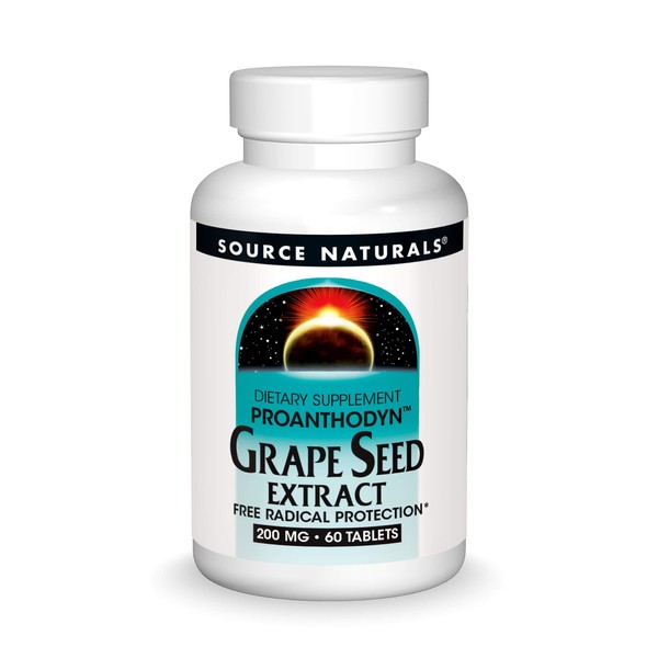 Source Naturals Grape Seed Extract, Proanthodyn 200 mg Antioxidant Protection & Supports Healthy Aging Brain - 60 Tablets