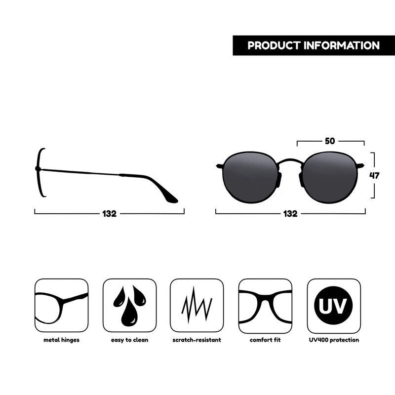 OPULIZE Sol Sun Spacer Glasses Retro Round Matt Gold Men