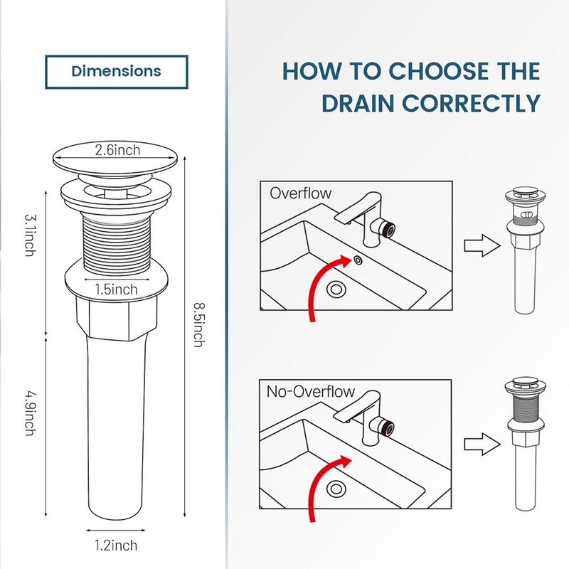 Bathroom Sink Drain, Vessel Sink Pop Up Drain With Detachable