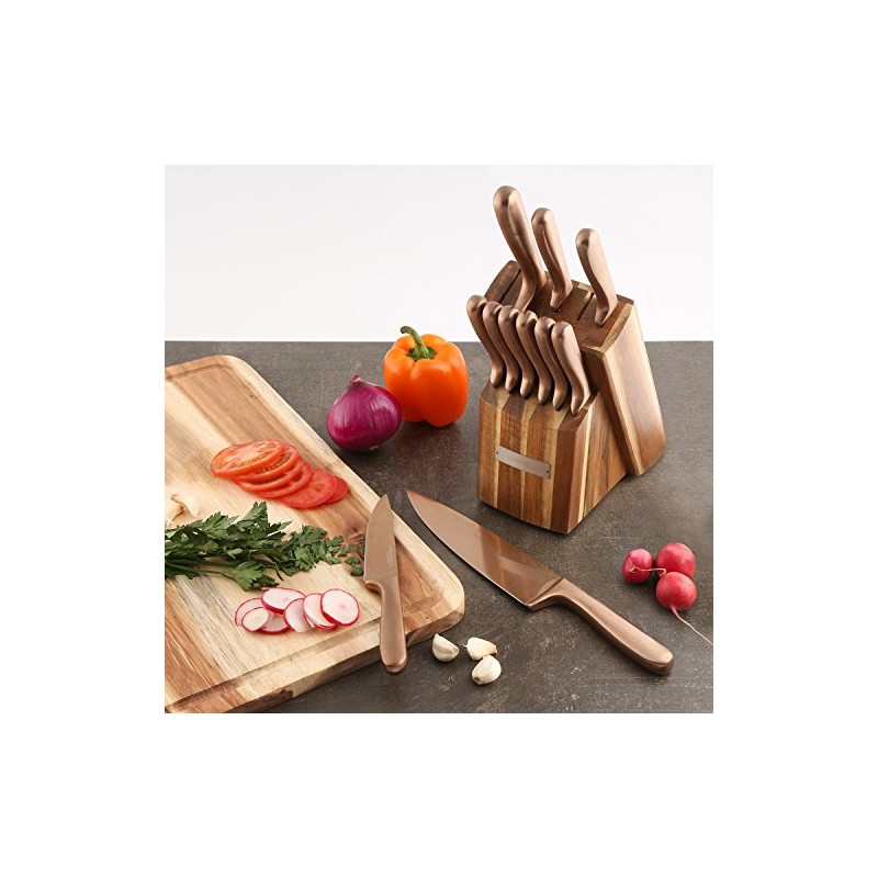 Cambridge Silversmiths Rame Cutlery Set with Block, 12-Piece Set