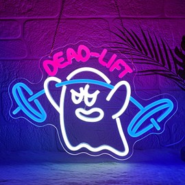 Sneignon Dumbbell Neon Sign,Neon Signs for Wall Decor,Gym Neon Sign,Ghost Dead Lift Led Sign,Barbell Led Signs for Wall,USB Powered with Dimmable Switch Neon Lights for Bedroom,Gym Decor,Workout
