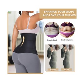 FeelinGirl Waist Trainer For Women Under Clothes,Tummy Control Underbust Sports Workout Hourglass Body Shaper Plus Size Black XXL