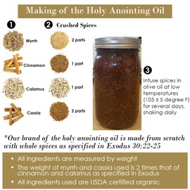 BIBLE N Beautyoils Exodus 30:22-25 Sacred and Holy Anointing Oil, Made from Scratch with Myrrh, Calamus, Cinnamon, Cassia, and Olive Oil Herbal Spices and Essential Oils for Healing Prayers - 4 Fl oz