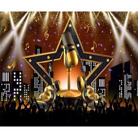 Xtra Large Karaoke Party Backdrop, Music Disco Theme Studio Stage Background, Like a Rockstar Photo Banner, Talent Show Decoration for Birthday Party