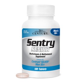 21st Century Sentry Senior Men 50Plus Tablets, White Unscented 100 Count