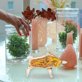 CRISTALICA Glasfigur Stier Höhe ca. 10,5cm/Länge ca. 21,5cm Hellbraun/Gelb/Amber Handarbeit