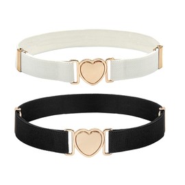 DUOHERESHUI Pack of 2 Girls' Belts, Children's Belt, Elastic Belt for Toddlers, Children, Elastic Belt, Fashionable, Girls' Elastic Waist Belt, Cute, Adjustable Heart Belt, a
