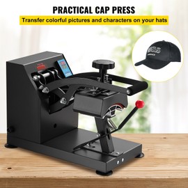 VEVOR Heat Press 6x3.75Inch Curved Element Hat Press Clamshell Design Heat Press for H - Black, 5.5 x 3.5 inch