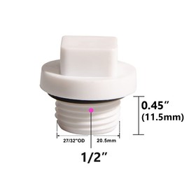 Feelers 1/2" PT Male Square Head Threaded PPR Fitting Fitting End Cap Garden Irrigation Water Tubing Stopper Prevent Leakage Choke Fitting, Pack of 5, White