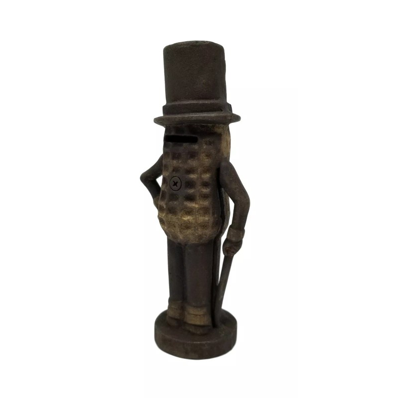 Planters Mr. Peanut Cast Iron Bank With Painted Rusted Antique