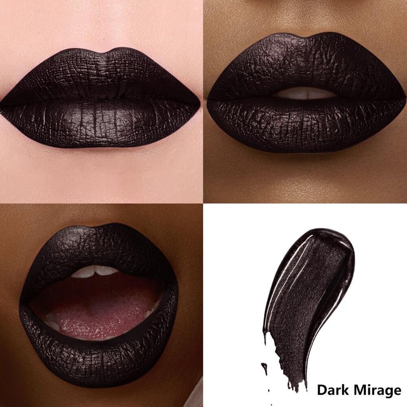 Black Metallic Liquid Lipstick Long Lasting Waterproof Dark Mirage