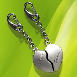 Split Heart Large with Engraving 2 in 1 Keyring Key Rings for Love and Friendship