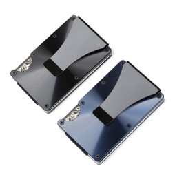 Cian 2Pack RFID Wallet Card Holder Carbon Fiber Wallet Credit Card Wallet Slim RFID Blocking Credit Card Holder Minimalist Wallet (Carbon Fiber, 2Pcs Black - Dark Blue)