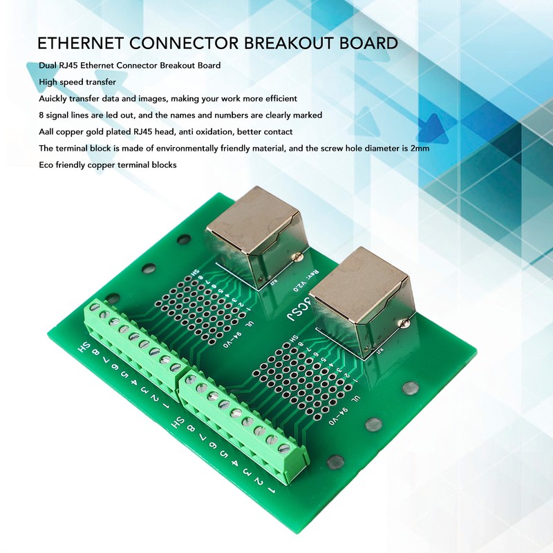 RJ45 Ethernet Connector Breakout Board Dual Network Port Input Screw