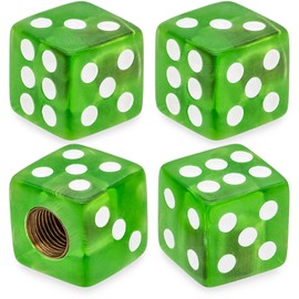 MEAJOO 4PCS Dice Tire Valve Stem Caps,with Rubber Ring, Dust Proof Cover Universal Tire Valve Stem Covers for Cars, SUV, Trucks, Bikes, Motorcycles, Bicycles(Grass Green)
