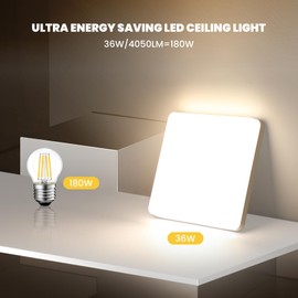 Riserva Square LED Ceiling Light, 36 W Modern 4500 K Natural White LED Ceiling Light, 23 cm IP44 Ceiling Light, Applicable in Bathroom, Living Room, Kitchen, Bedroom, Hallway, Balcony, Garage