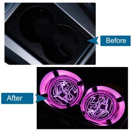 Car Cup Holder Light, LED Car Coaster Luminous Cup Pad Mat Interior Atmosphere Lamp Decoration Light, Light Up Cup Holder for Your Car with 7 Colors Changing USB Charging Luminous Coaster (Circuit)
